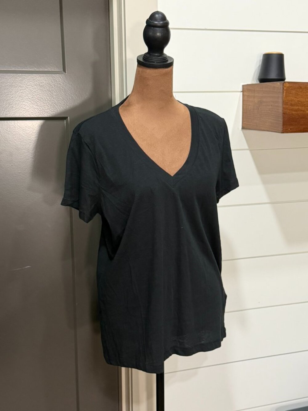 Madewell XXS Black V‑Neck Tee – 100% Cotton, NWOT